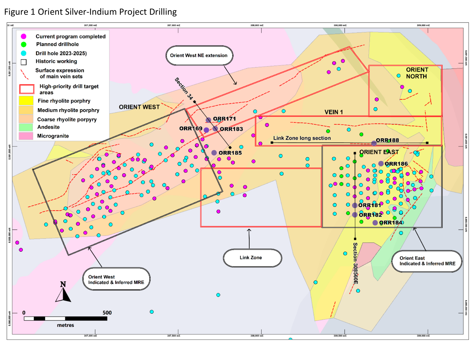 Orient Silver-Indium Project Drilling: original map from Iltani Resources