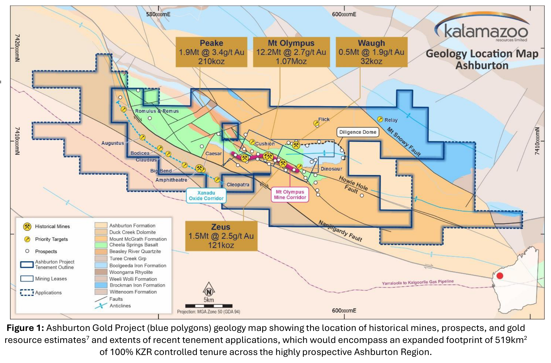 Geology Location Map — Ashburton: original map from Kalamazoo Resources
