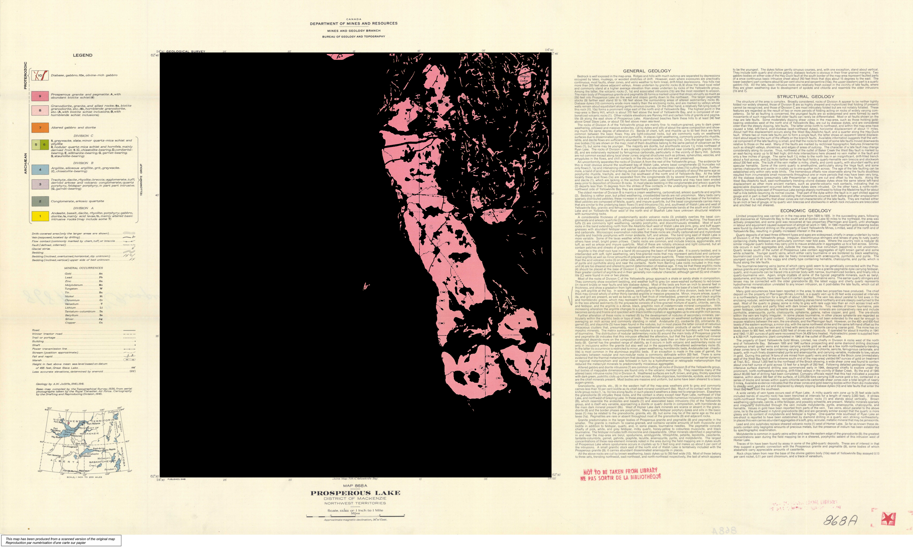 Prosperous Lake: extracted 9 — Prosperous granite and pegmatite. A, with abundant biotite schist (6)