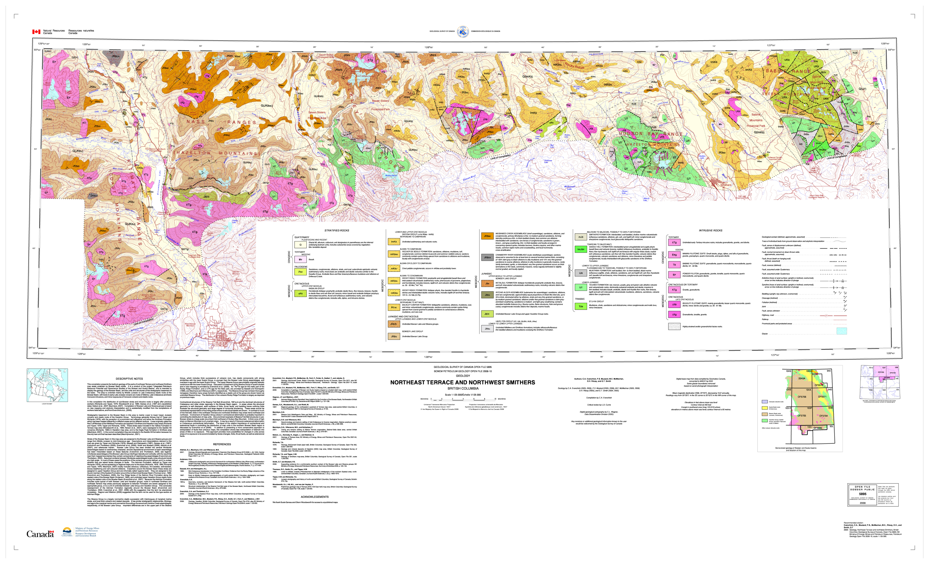 Northeast Terrace and Northwest Smithers: original map from Geological Survey of Canada / Natural Resources Canada