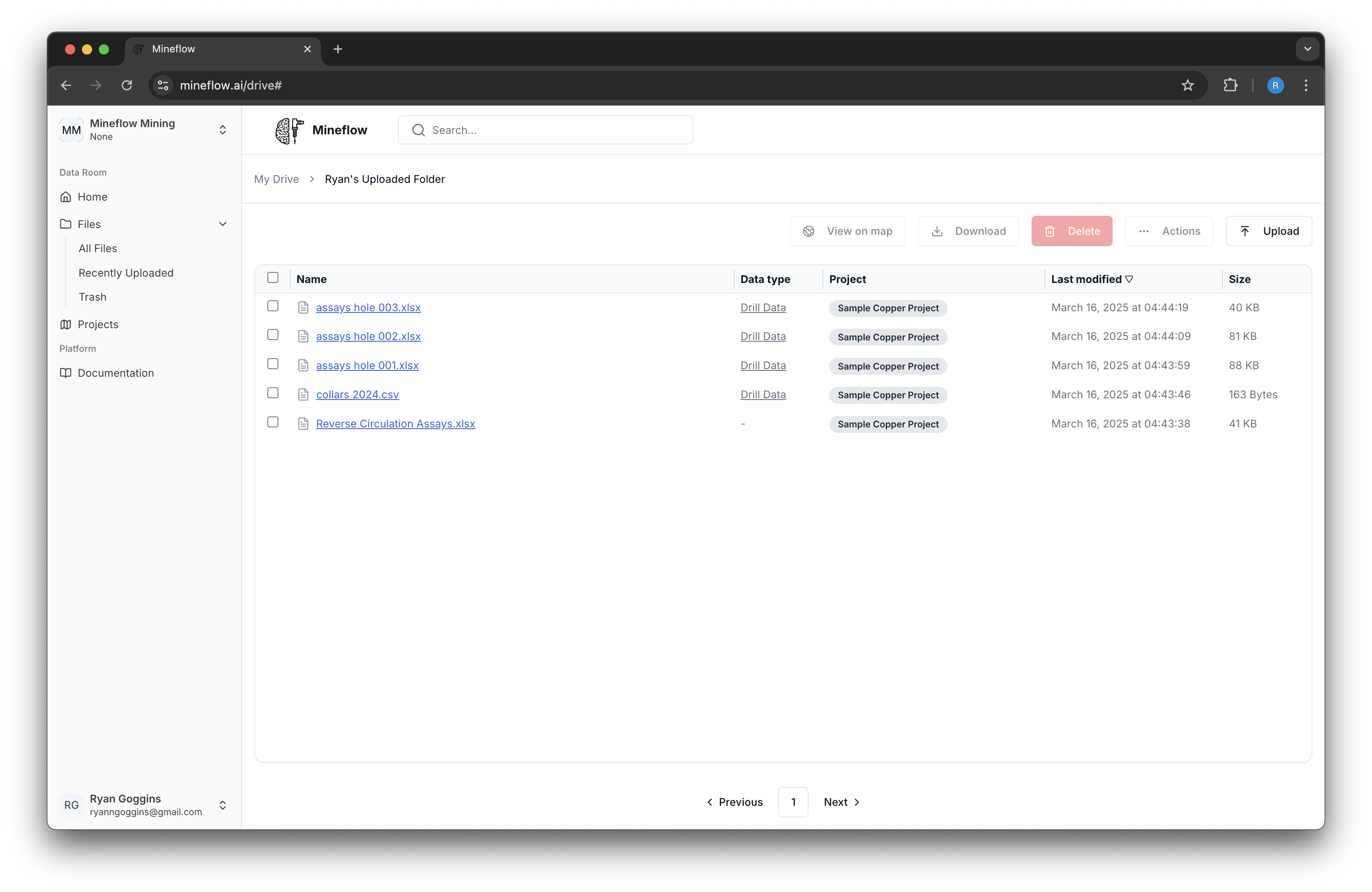 Home drive file list